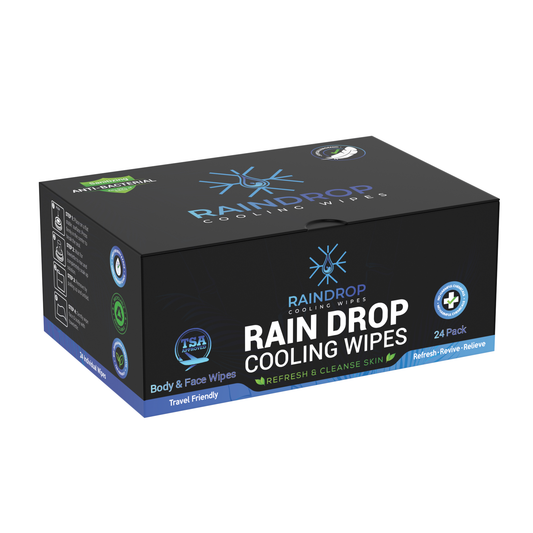 Rain Drop Cooling Wet Wipes 24pk Kills 99.9% of Germs!